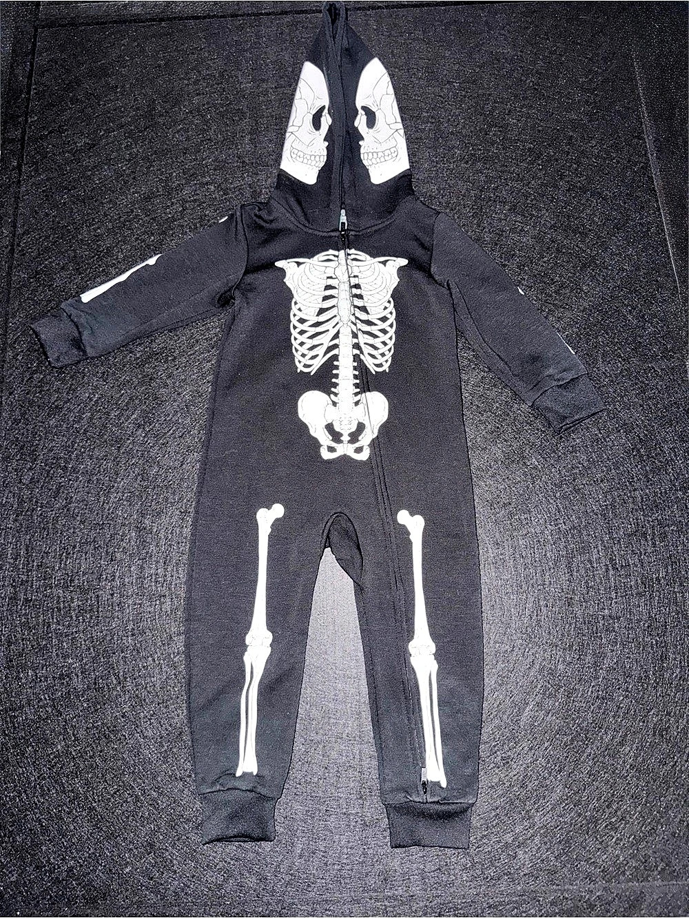 Posh Peanut Classic Skelly Skeleton Hooded Romper Boys 2T NWT